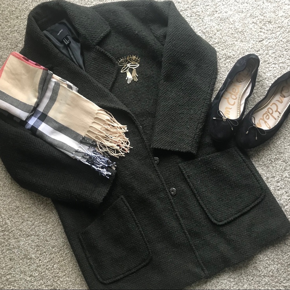 FOREVER 21 ⭐️ OVERSIZED GREEN PEACOAT